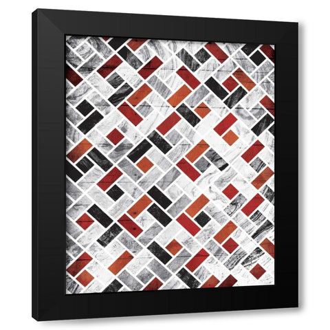 Red Smoke Tile Black Modern Wood Framed Art Print with Double Matting by Grey, Jace