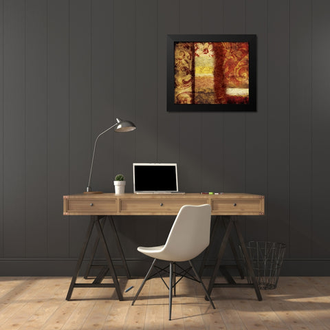 Golden Red Bouquet Black Modern Wood Framed Art Print by Grey, Jace
