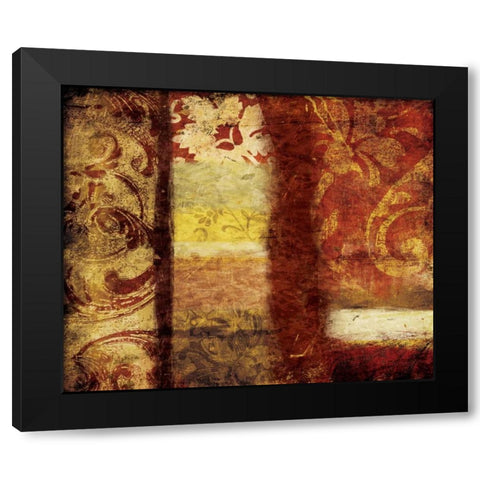 Golden Red Bouquet Black Modern Wood Framed Art Print by Grey, Jace