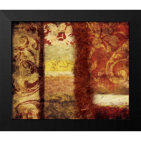 Golden Red Bouquet Black Modern Wood Framed Art Print by Grey, Jace