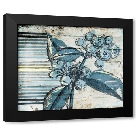 Striped Blue Steal Black Modern Wood Framed Art Print by Grey, Jace