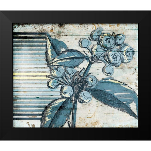 Striped Blue Steal Black Modern Wood Framed Art Print by Grey, Jace