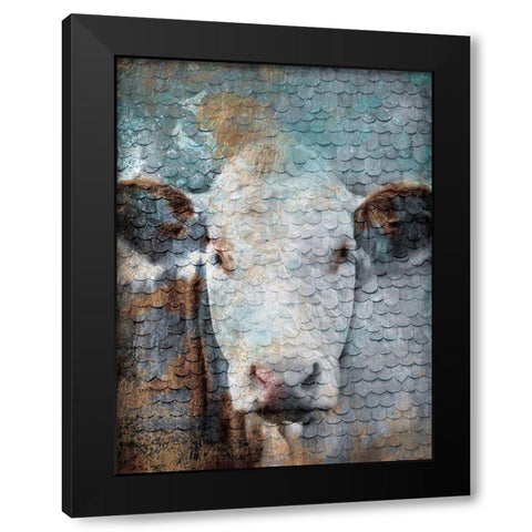 Cow Scales Black Modern Wood Framed Art Print by Grey, Jace