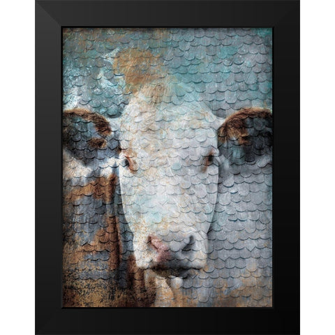 Cow Scales Black Modern Wood Framed Art Print by Grey, Jace