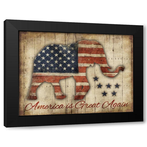 America Is Great Again Black Modern Wood Framed Art Print by Grey, Jace