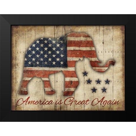 America Is Great Again Black Modern Wood Framed Art Print by Grey, Jace