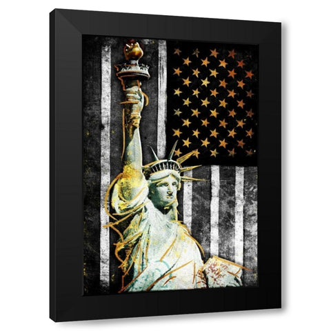 Statue Of Real America Black Modern Wood Framed Art Print by Grey, Jace