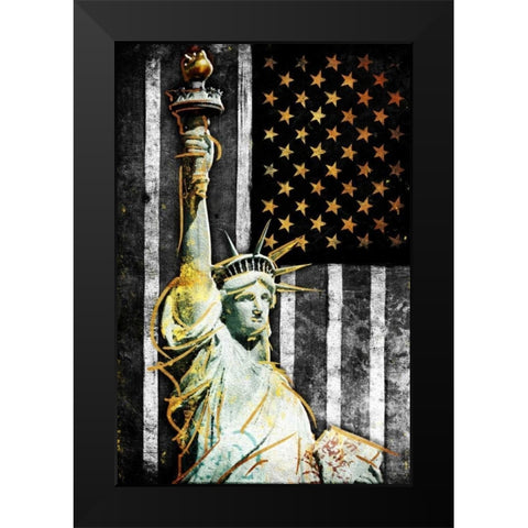 Statue Of Real America Black Modern Wood Framed Art Print by Grey, Jace
