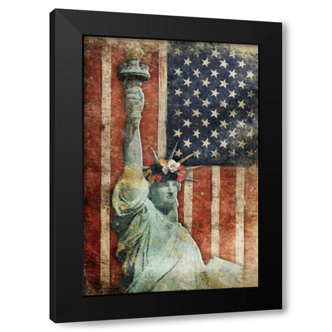Statue Of America Black Modern Wood Framed Art Print with Double Matting by Grey, Jace