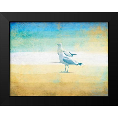 Birds On The Beach Black Modern Wood Framed Art Print by Grey, Jace