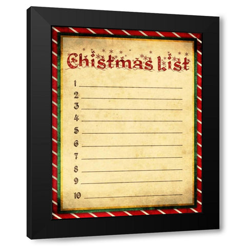Christmas List Black Modern Wood Framed Art Print by Grey, Jace