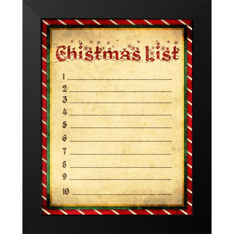 Christmas List Black Modern Wood Framed Art Print by Grey, Jace