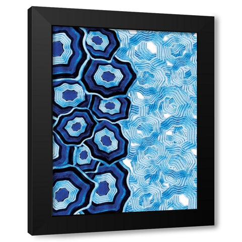 Half Of Blue White Agates Black Modern Wood Framed Art Print by Grey, Jace
