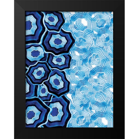 Half Of Blue White Agates Black Modern Wood Framed Art Print by Grey, Jace
