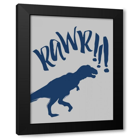 RAWR Black Modern Wood Framed Art Print by Grey, Jace