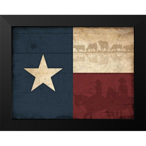 Texas Flag Black Modern Wood Framed Art Print by Grey, Jace