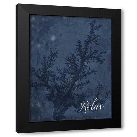 Blue Water Coral Relax Black Modern Wood Framed Art Print by Grey, Jace