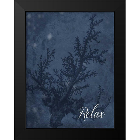 Blue Water Coral Relax Black Modern Wood Framed Art Print by Grey, Jace