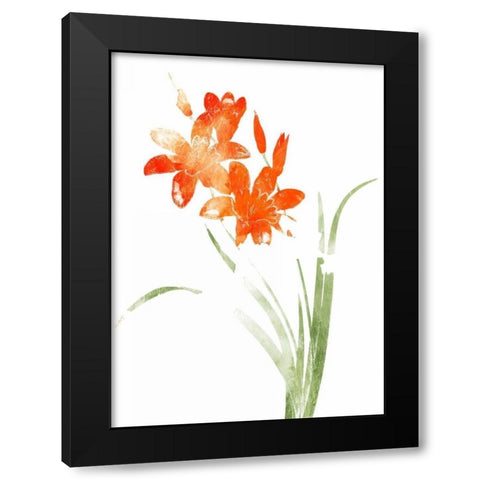Watered Down Bright Orange Black Modern Wood Framed Art Print by Grey, Jace