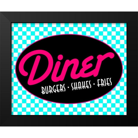 Diner Bright Black Modern Wood Framed Art Print by Grey, Jace