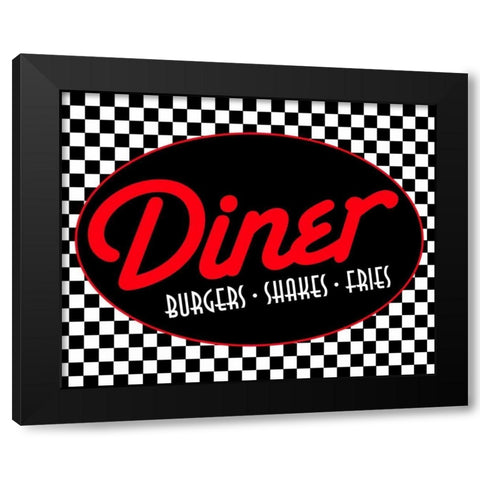Diner Black Modern Wood Framed Art Print with Double Matting by Grey, Jace