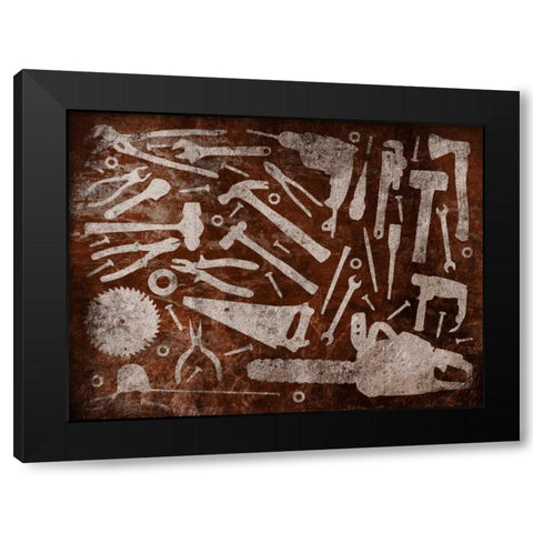 Rust Tools Black Modern Wood Framed Art Print by Grey, Jace