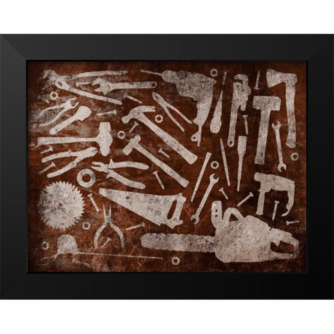 Rust Tools Black Modern Wood Framed Art Print by Grey, Jace