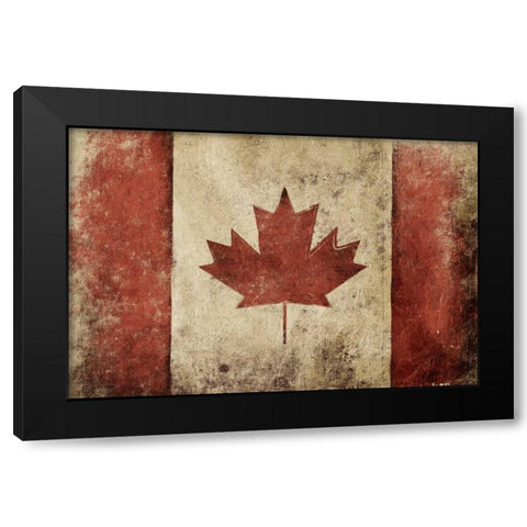 Canadian Rustic Flag Black Modern Wood Framed Art Print with Double Matting by Grey, Jace