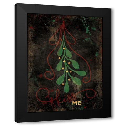 Christmas Kiss Black Modern Wood Framed Art Print by Grey, Jace