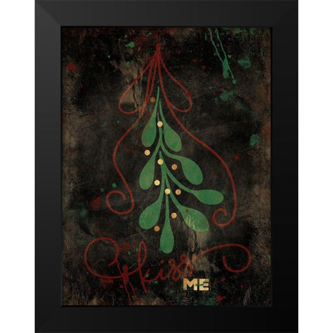 Christmas Kiss Black Modern Wood Framed Art Print by Grey, Jace