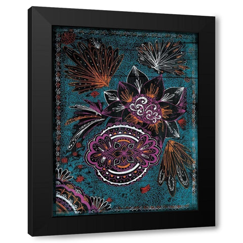 Full Floral Henna Black Modern Wood Framed Art Print by Grey, Jace