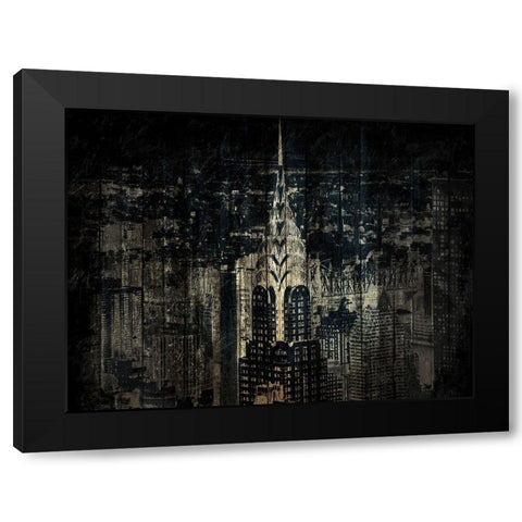 The Golden Skyline Black Modern Wood Framed Art Print with Double Matting by Grey, Jace