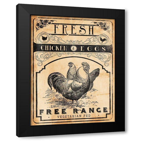 Chicken Eggs Black Modern Wood Framed Art Print with Double Matting by Grey, Jace