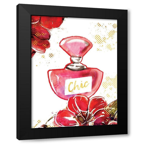 Flower Chic Glam Black Modern Wood Framed Art Print with Double Matting by Grey, Jace