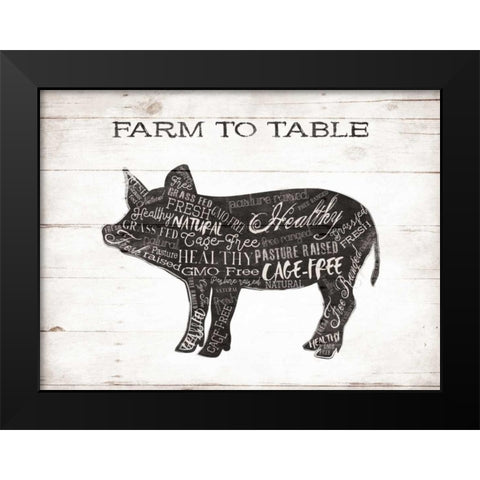 Pig Words Black Modern Wood Framed Art Print by Grey, Jace