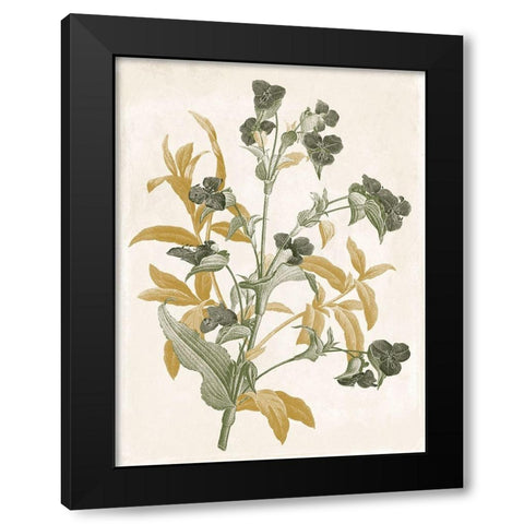 Green and Gold Flowers 1 Black Modern Wood Framed Art Print by Grey, Jace
