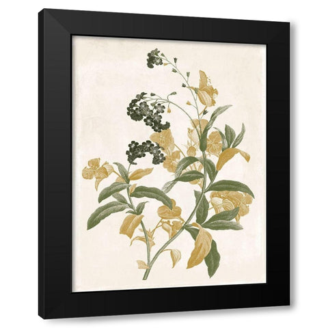 Green and Gold Flowers 2 Black Modern Wood Framed Art Print by Grey, Jace