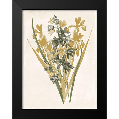 Green and Gold Flowers 3 Black Modern Wood Framed Art Print by Grey, Jace