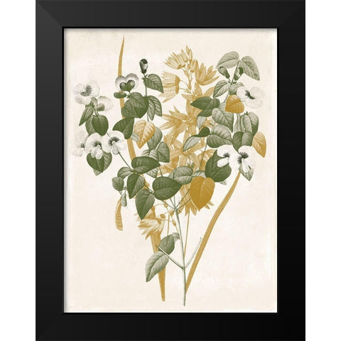 Green and Gold Flowers 4 Black Modern Wood Framed Art Print by Grey, Jace