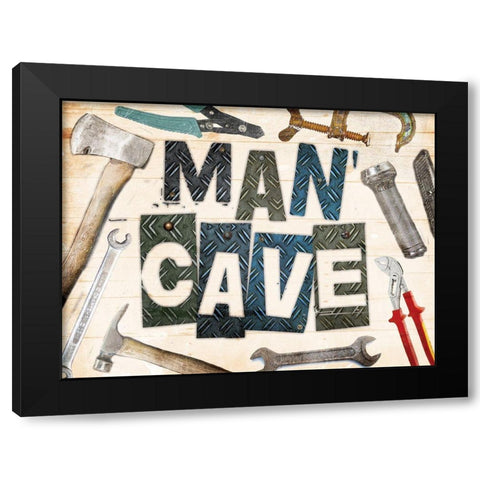 Man Cave Tools Black Modern Wood Framed Art Print by Grey, Jace