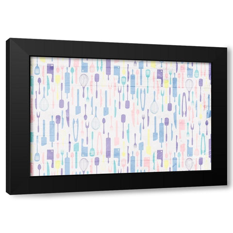 Kitchen Utensils Soft Black Modern Wood Framed Art Print by Grey, Jace