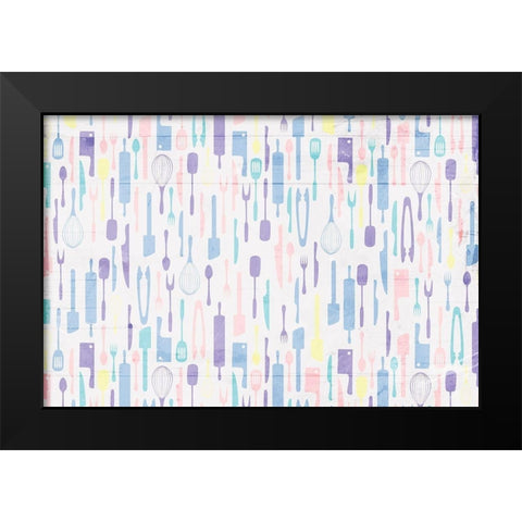 Kitchen Utensils Soft Black Modern Wood Framed Art Print by Grey, Jace