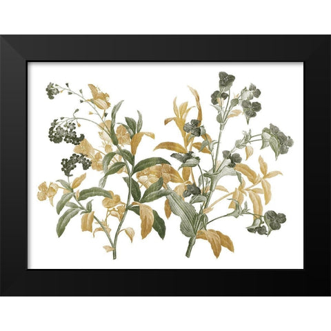 Floral Bushel Green Golds Black Modern Wood Framed Art Print by Grey, Jace
