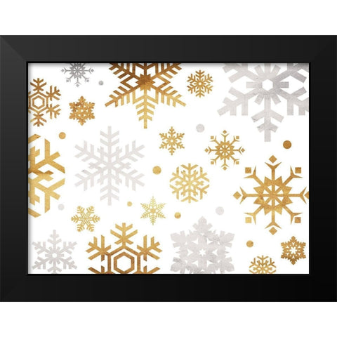 Gold Silver Flakes Black Modern Wood Framed Art Print by Grey, Jace