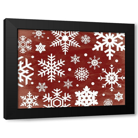Red Flakes Black Modern Wood Framed Art Print by Grey, Jace