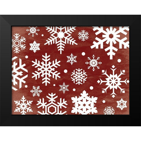 Red Flakes Black Modern Wood Framed Art Print by Grey, Jace