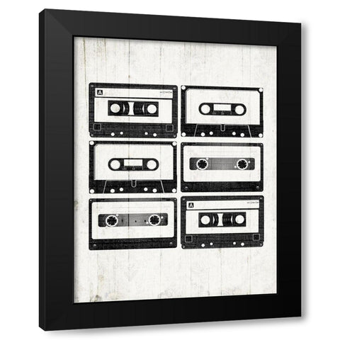 Tapes On Deck Black Modern Wood Framed Art Print by Grey, Jace