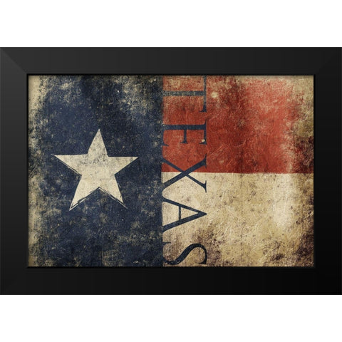 Texas Flag Text Black Modern Wood Framed Art Print by Grey, Jace