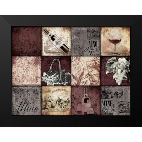 Enjoy The Wine Black Modern Wood Framed Art Print by Grey, Jace