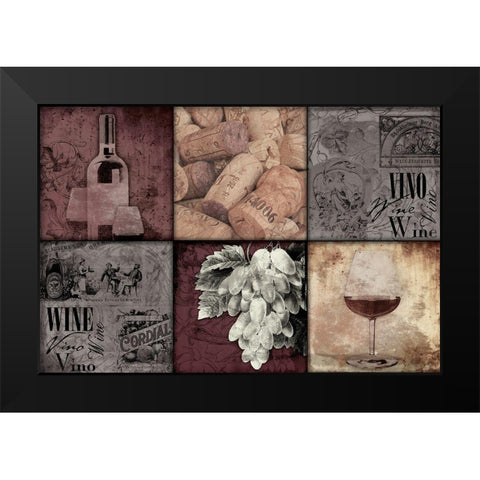 Wine And Corks Black Modern Wood Framed Art Print by Grey, Jace